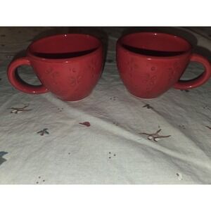 Set of (2) 222 Fifth Red Tea Espresso Coffee Cups EUC